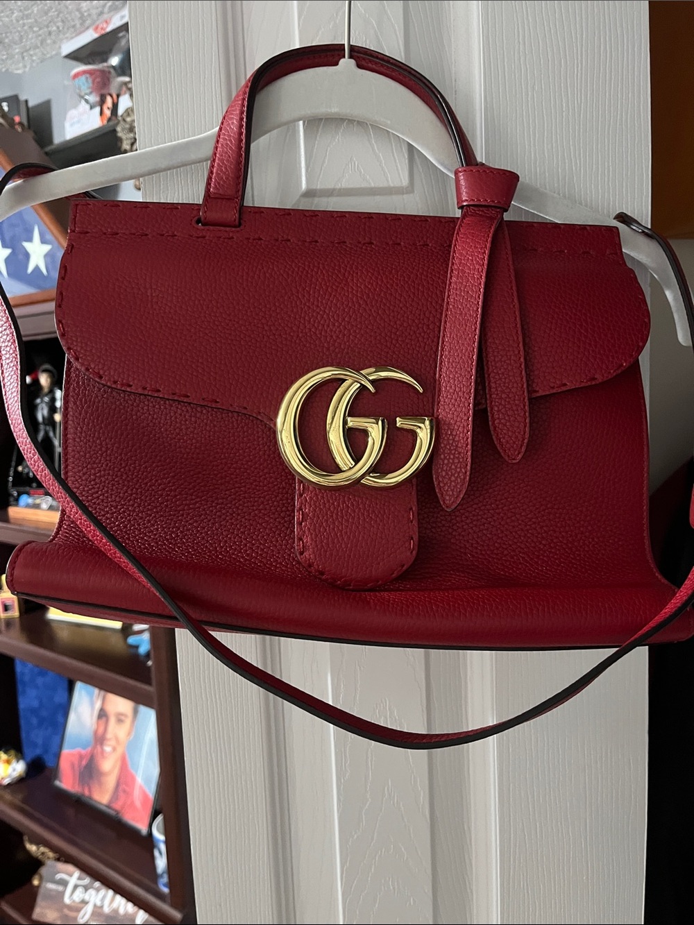Authentic Gucci Marmont Leather Handbag w/ Original Shoulder Strap